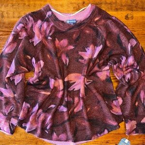 Democracy Mohair Blend Soft Floral Crew Sweater 1X NWT